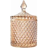 YILUSHENGHUA Colorful Glass Jar With Lid,Candy Cookie Jars,Jewelry Box,Buffet Biscuit Containers Food Storage,Decorative Jar(Amber)