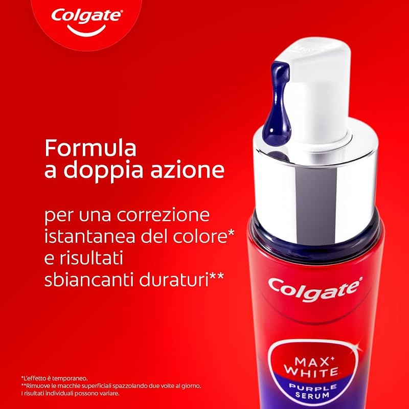Max White Purple Serum 40ml, Booster Sbiancante Denti istantaneo, Sbianca istantaneamente, Formula a doppia azione per denti bianchi, tecnologia correzione immediata del colore