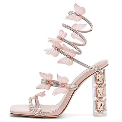 VOZTOLLS Womens Lace Up Sandals Square Open Toe