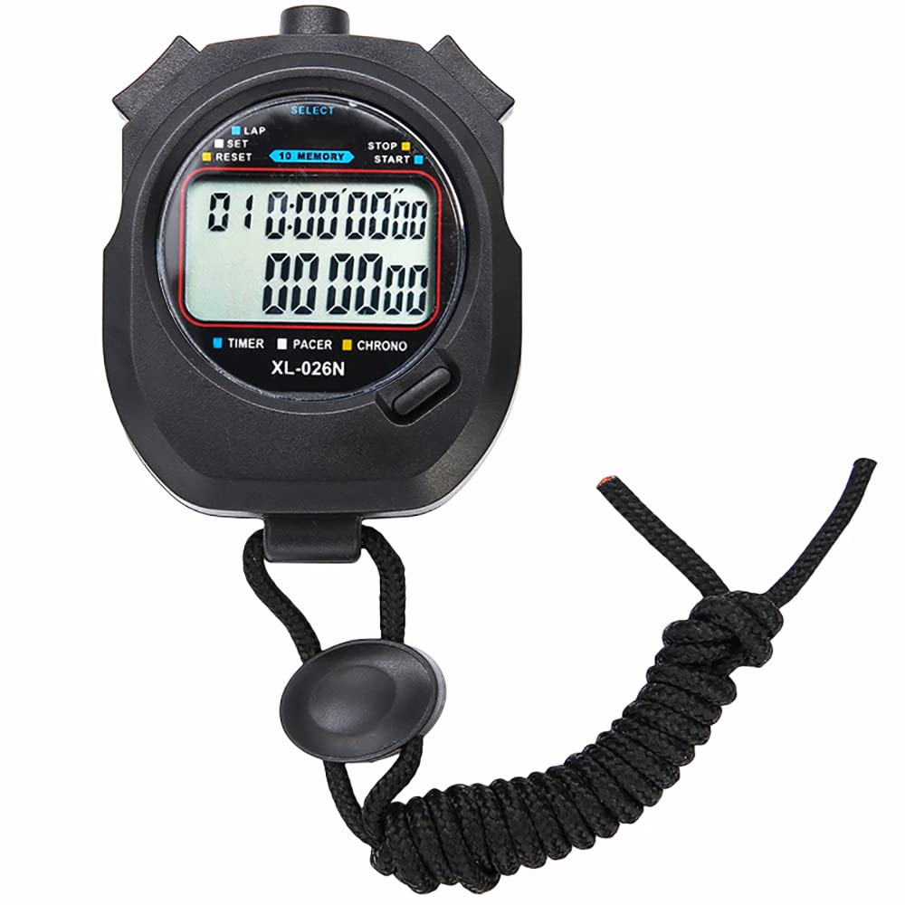 VOANZO Sport Stopwatch Timer 1/100 seconds Precision 60 Memories Large Display for Swimming Running Sports Training
