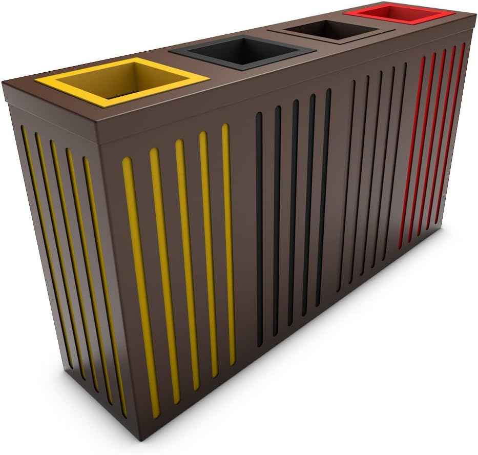 poubelledirect Desktop Waste Bin 90 Litre Bin, Yellow Body, 4 Buckets Home: Brown: 4 x 90/Orion, Anthracite, Brown, Red – L