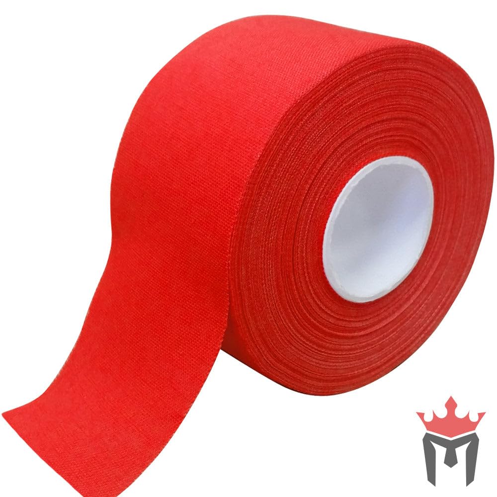 Meister Premium Athletic Zinc Oxide Trainer's Tape for Sports and Medical - 13.7m x 3.8cm - Red - 6 Rolls