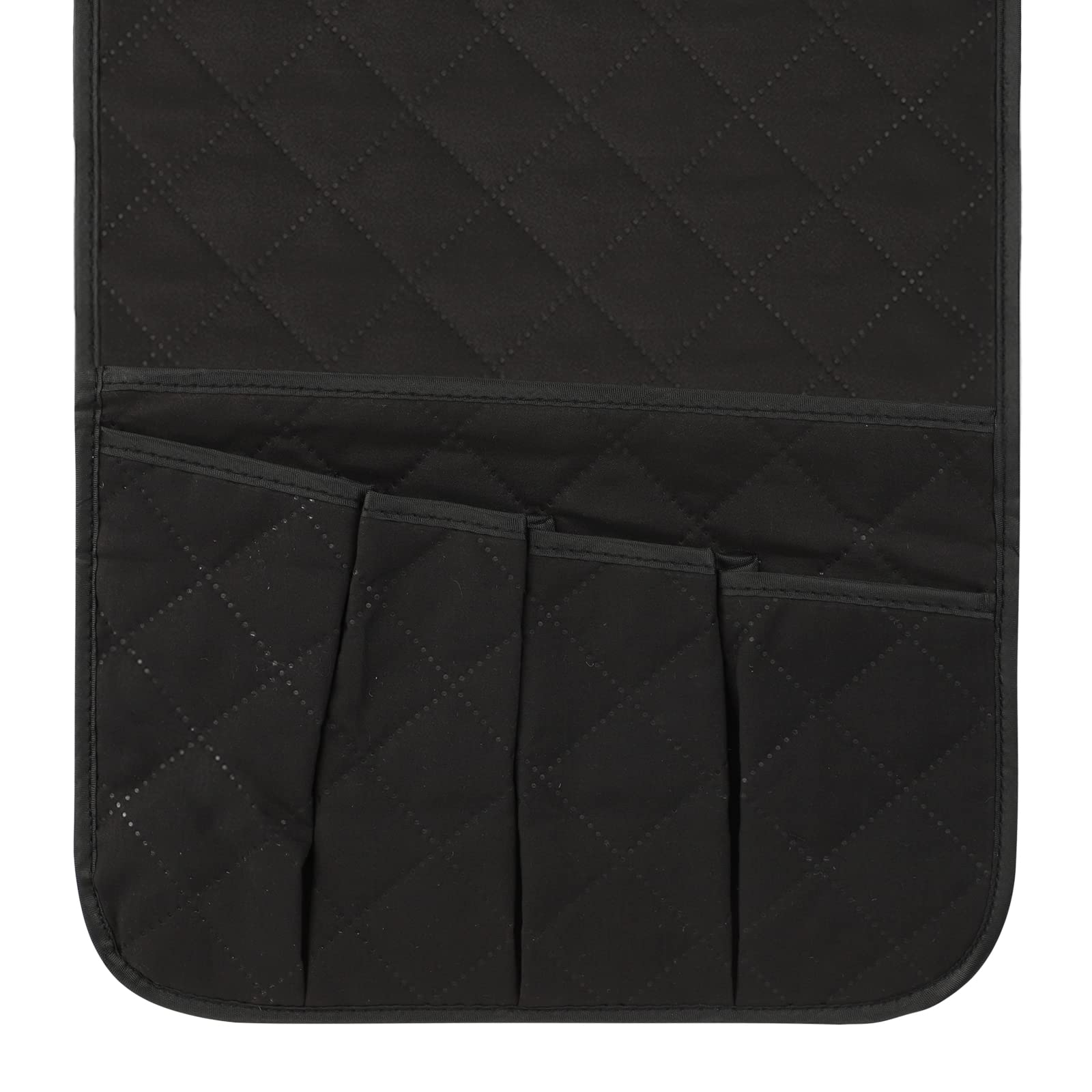 Qchomee Sofa Armrest Caddy Organizer Storage Armrest Chair Desk Sofa Organiser Non-slip TV Remote Control Handset Holder Couch Pocket Organizer for Phone Magazine Books Glasses Drinker Snack (Black)