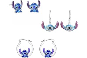 RONGJI JEWELRY Stitch Earrings Gift for Girls - Ohana Means Family Stitch and Scrump Earrings Birthday Gift for Daughter or Granddaughter