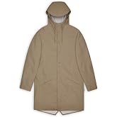 RAINS Long Jacket &ndash; Waterproof Raincoat for Men and Women, Hooded | Waterproof PU longline raincoat for men and women; windproof, breathable, welded seams, hood, snap placket, extra length