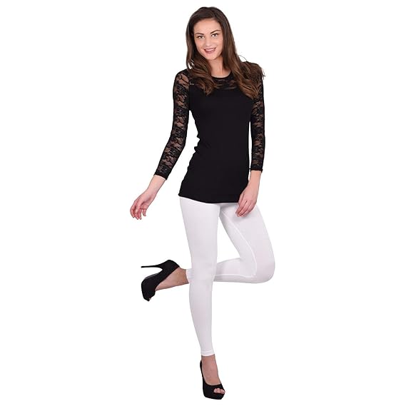 Women's Cotton Leggings,White