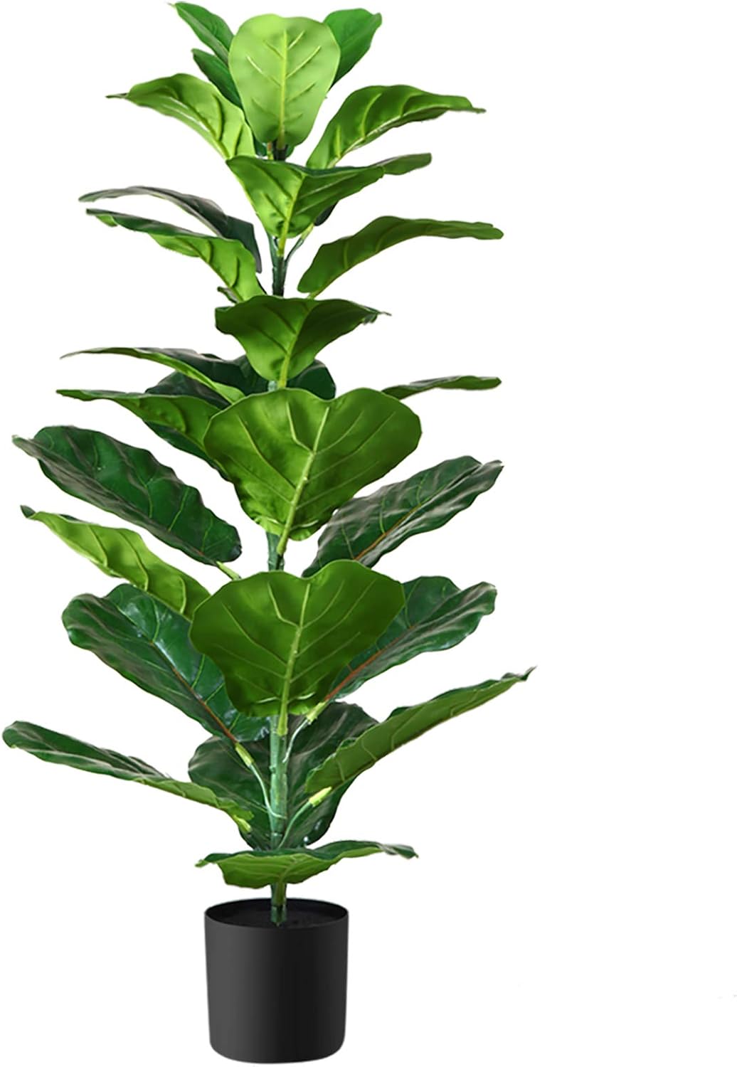 CROSOFMI Artificial Fiddle Leaf Fig Tree 35 Inch Fake Ficus Lyrata Plant with 28 Leaves Faux Plants in Pot for Indoor Outdoor House Home Office Garden Modern Decoration Perfect Housewarming Gift