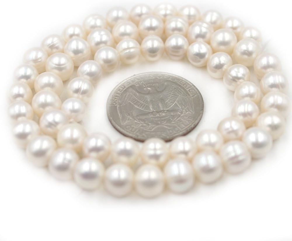 SR BGSJSR BGSJ Jewelry Making Natural 4mm 5mm 6mm 7mm 8mm 9mm 10mm 11mm Nearly Round Cultured White Freshwater Pearl Spacer Loose Beads Strand 15"
