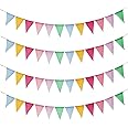 Amazon.com: Colorful Pennant Banner, 48pcs Pre-Strung Imitated Burlap ...
