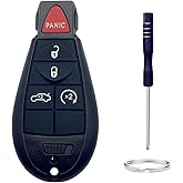 Key Fob Shell Replacement for Dodge Durango Grand Caravan Journey Ram 1500 2500 3500 Jeep Grand Cherokee Chrysler Town Country 5 Button Car Keyless Entry Remote Control Key Fob Case Cover (5 Button)