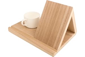 LeeQinersw Book Rest with Cup Holder - Wooden Book Rest Stand for Reading, Triangle Nook Reading Valet Stand, Gifts for Reade