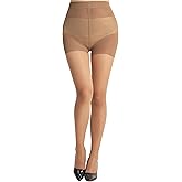 SUREPOCH 20D Sheer Tights Control Top Black Pantyhose for Women Tummy Control Nylon Stockings