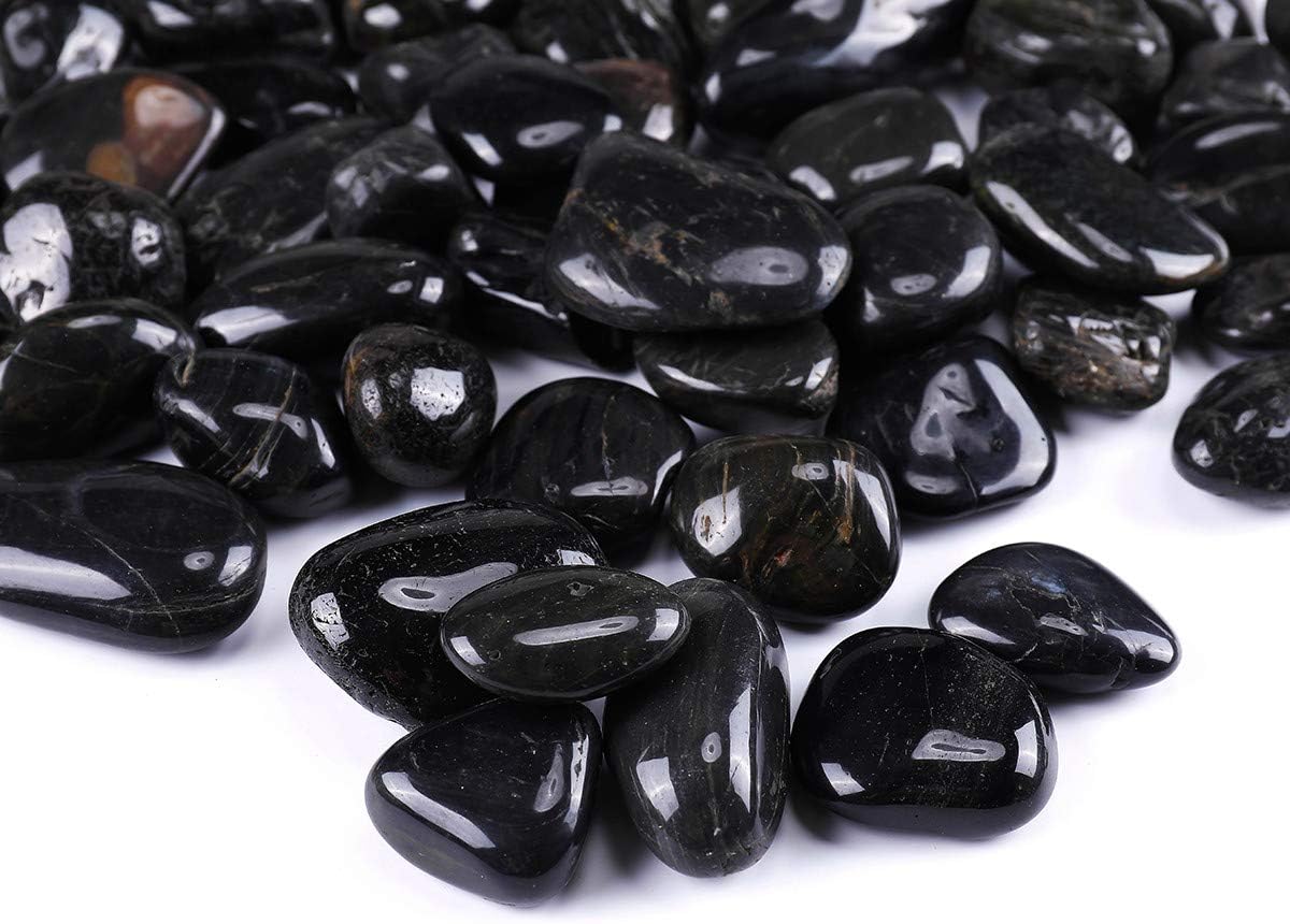 ROCKIMPACT 11 lb Highly Polished Decorative Garden Pebbles, Outdoor Landscaping Rocks 1-1/2" - 2-1/2" (Jet Black): Home & Kitchen