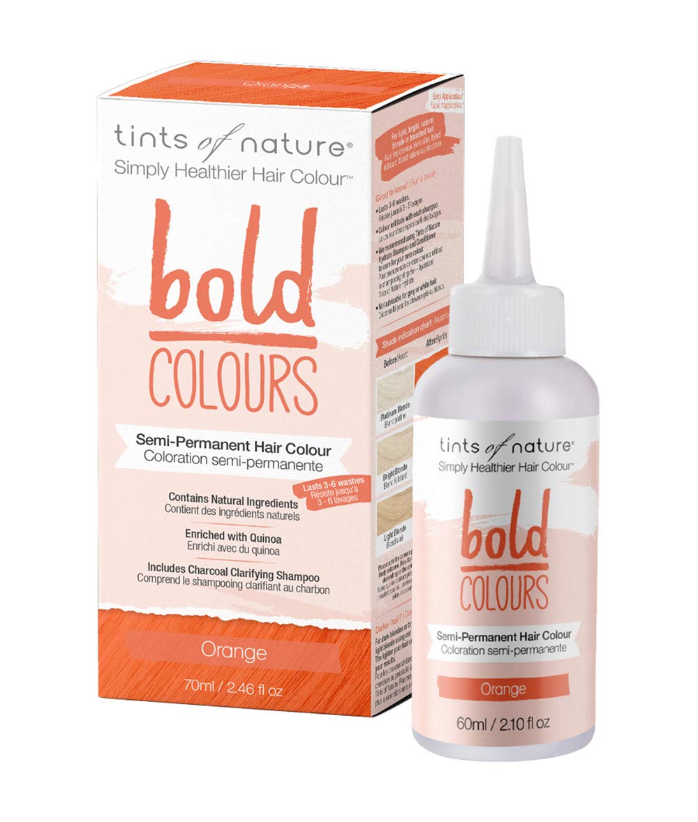 Tints of Nature Bold Colour Orange Semi-Permanent Hair Dye, Ammonia-Free and Damage-Free Colouring, 70ml