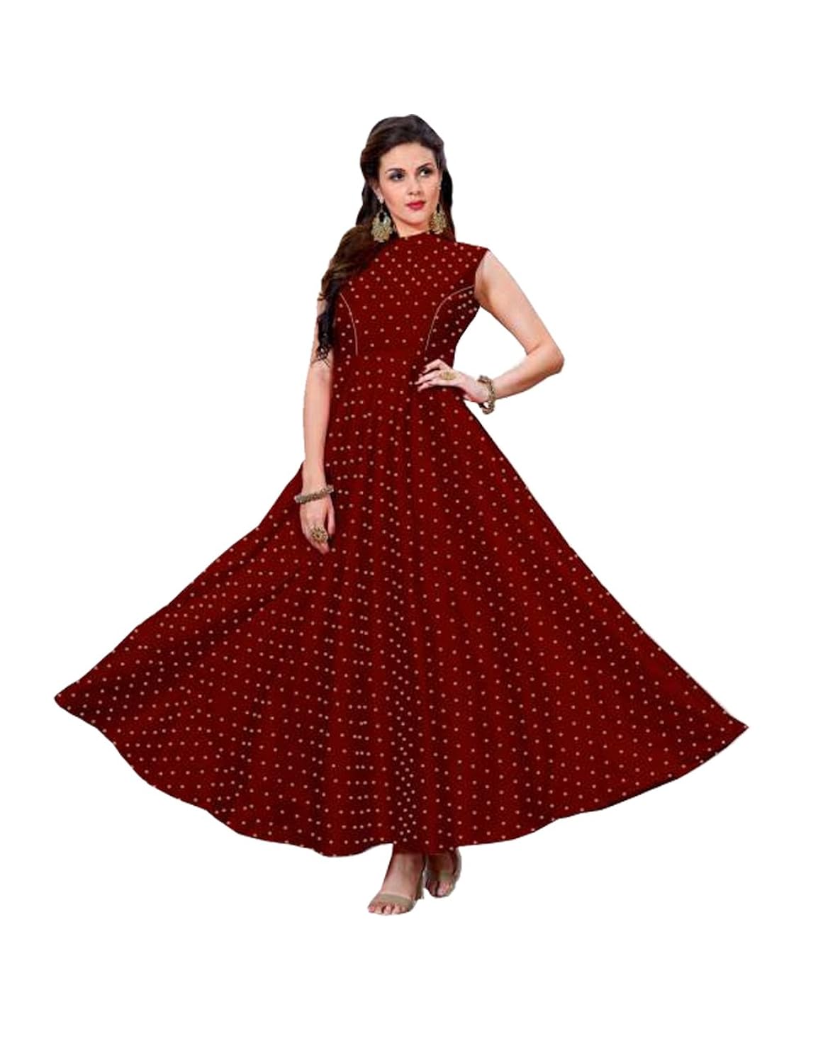 vrundavan fashion red embrodary gown taffeta silk