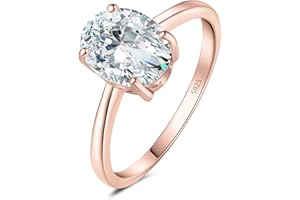 JewelryPalace Oval Shape 1ct 2ct Moissanite Solitaire Engagement Rings for Women, Classic 925 Sterling Silver Promise Ring for Her, Simulated Diamond Anniversary Wedding Ring VVS D-F
