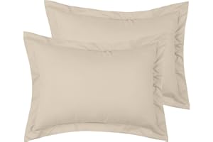 Mellanni Pillow Shams Set - 2 PC Iconic Collection Decorative Pillow Covers - Soft, Cooling, Wrinkle, Fade, Stain Resistant - Luxury Bed Accessories (King 20" x 36", Beige)