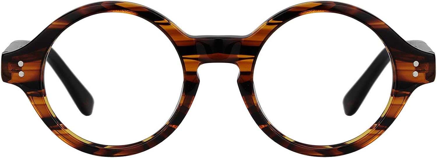 Zeelool Unisex Retro Acetate Round Eyeglasses Frame with Clear Lens
