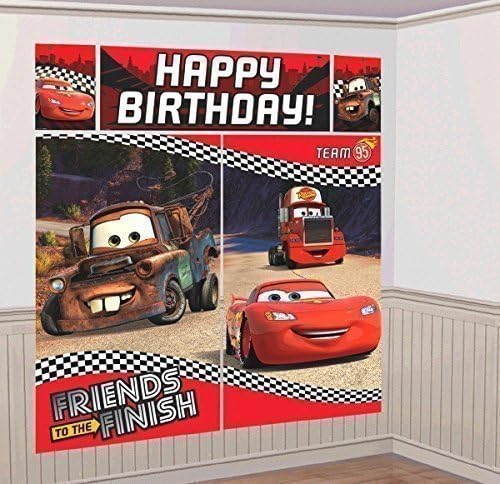 Disney Cars Scene Setter Wall Decorations Kit - Kids Birthday and Party Supplies Decoration