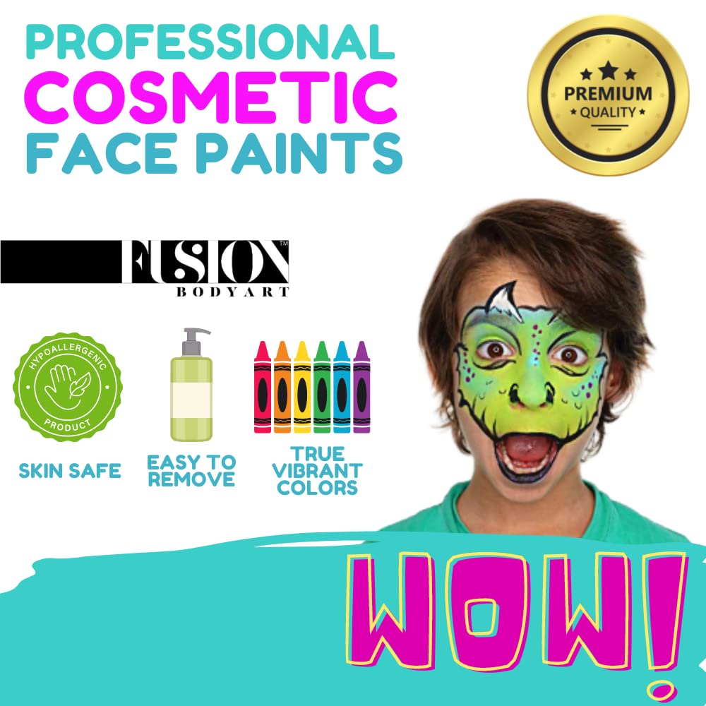FUSION BODY ART Professional Quality Face Painting Palette - Rainbow Explosion | Safe & Non-Toxic Makeup Face Paint Kit for Kids & Adults | Rainbow Art Designs | Cosplay Washable Paint Supplies