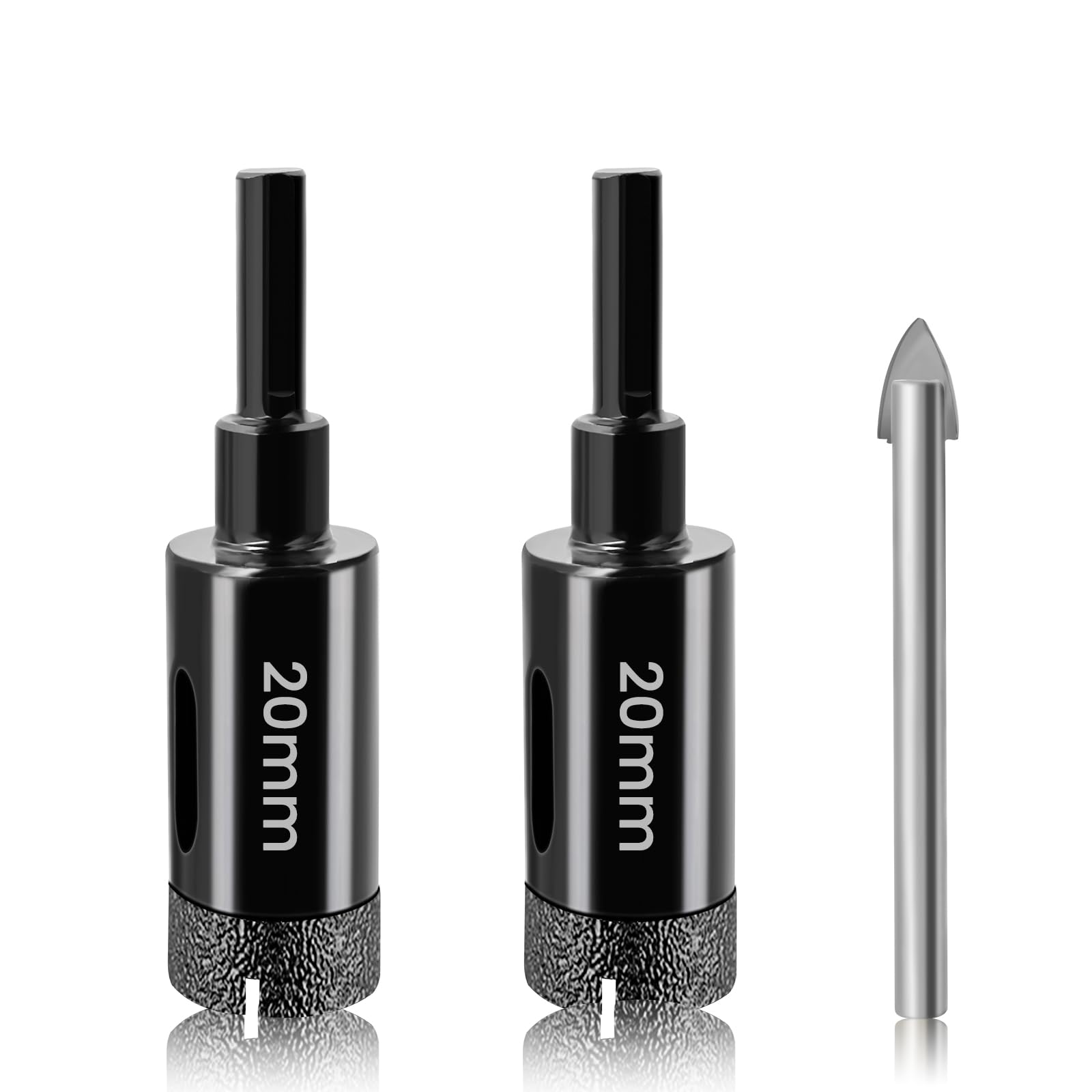 20mm Diamond Hole Saw Set Josaton 2Pcs Dry Tile Hole Cutter with Triangle Shank for Tile Ceramic Granite Porcelain Marble — image 1