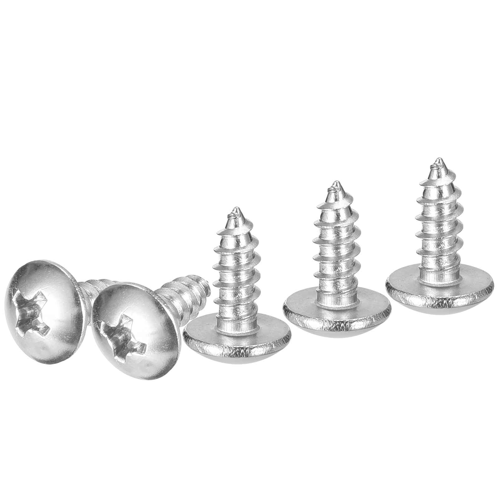 DTGN #6x3/8 Sheet Metal Screws - 100 Pack - for Wood, Furniture - 304 Stainless Steel Phillips Truss Head Self Tapping Tip Wood Screws - Silver