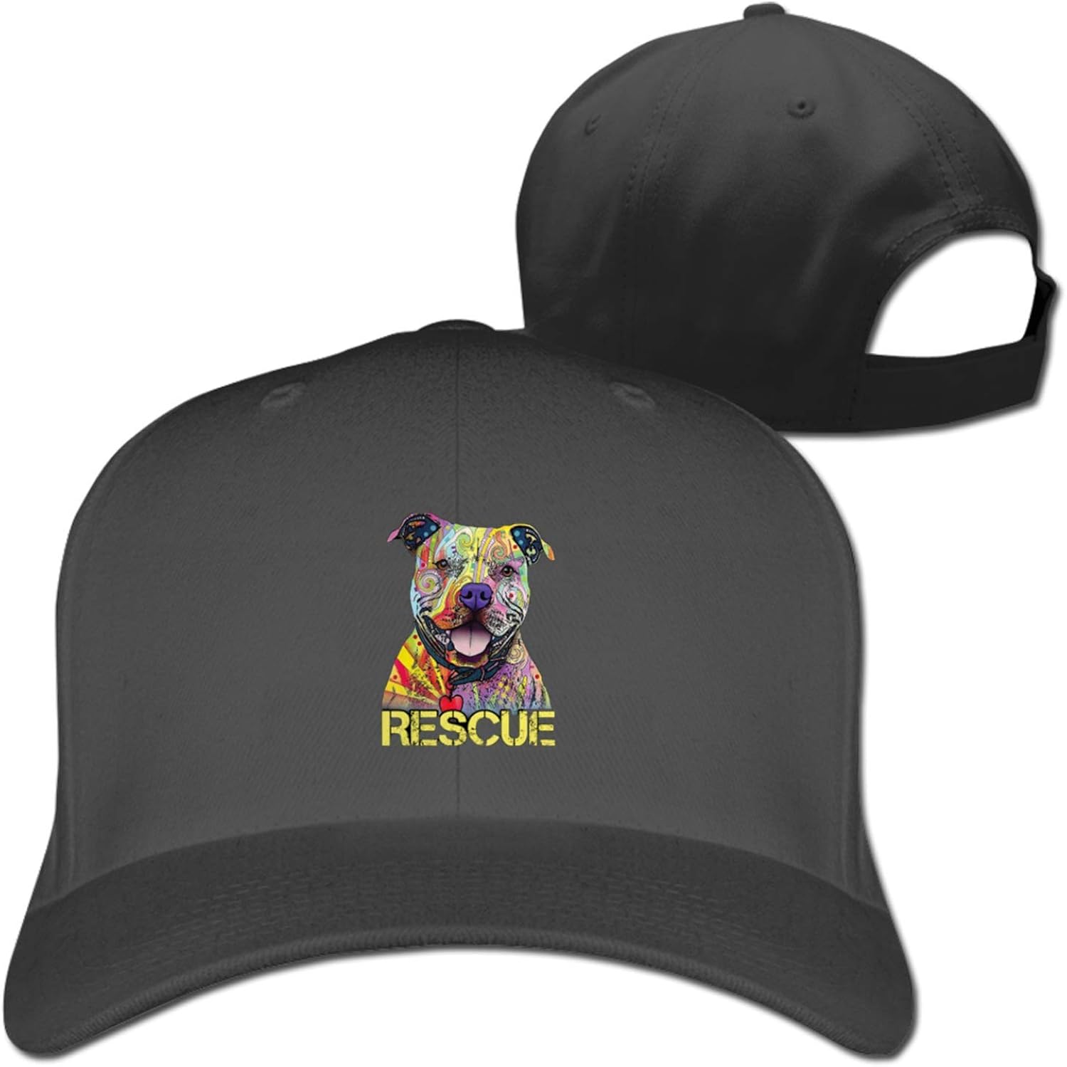 Rescue Dog Colorful Pitbull Solid Baseball Cap Travel Cap Sport Hats