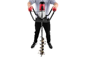 GRFCEVUE Electric Post-Hole Digger, 1500W 110V 1.6HP Electric Auger Digging Drill Post Hole Digger Earth Auger Drill with 4" Drill Bits, 12" Extension Rod for Digging Drilling Tree Planting Fence Planting