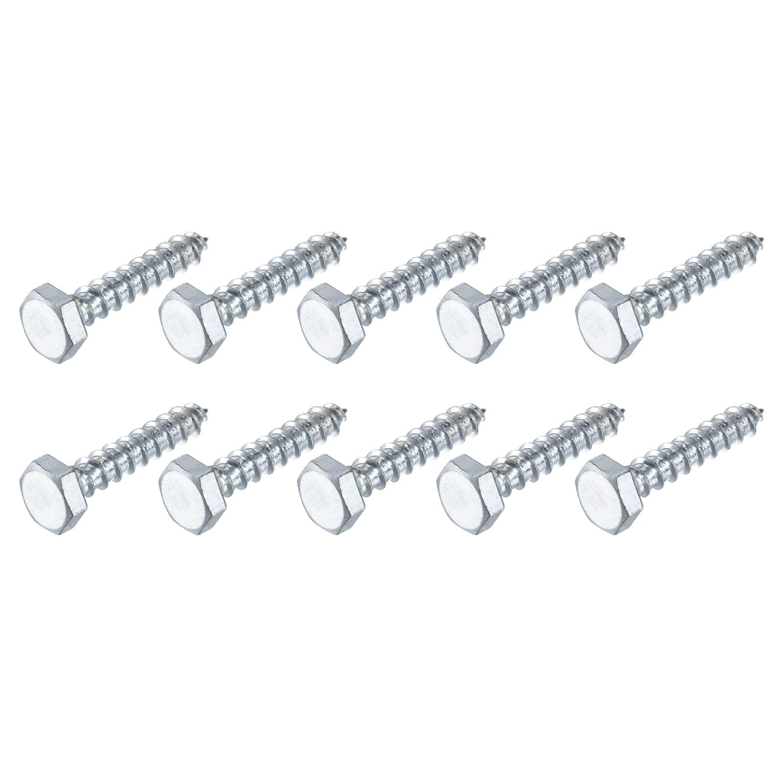 METALLIXITY Hex Lag Screws (M10x50mm)20Pcs, Carbon Steel Self-Tapping Wood Bolts - for Household Applications