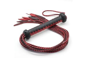 TRYOLOVE Genuine Leather Whip Cat-O'-Nine-Tails Whip | 23cm Handle & 59cm Tail Handcrafted Premium Horse Equipment Whip Training Horse Riding Whip