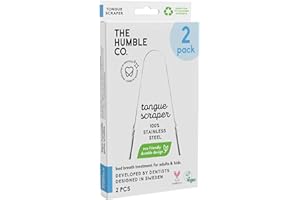 The Humble Co. Tongue Scraper – 100% Stainless Steel Tongue Cleaner, For Superior Oral Care, Dental Hygiene and Tongue Cleaning, Helps Eliminate Bad Breath, BPA Free (2pk)