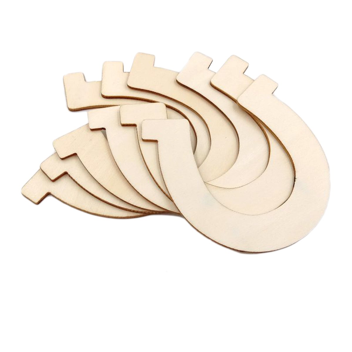 Healifty 24pcs Wood Discs Slices Horseshoe Shape Unfinished Wooden Cutouts Craft DIY Decoration