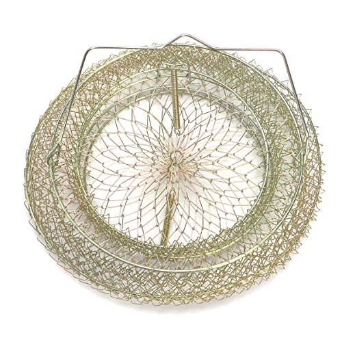 TANCHEN 30cm Length Foldable Steel Wire Fishing Pot Trap Net Crab Shrimp Cage Fishing Basket
