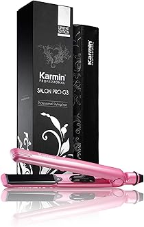 KARMIN G3 Salon Pro 1" Professional Tourmaline Ceramic Flat Iron Hair Straightener Ionic Hair Straightening Styling Iron, Straighten, Curl, Wave, Dual Voltage, Auto Shut Off, Carrying Case, Pink