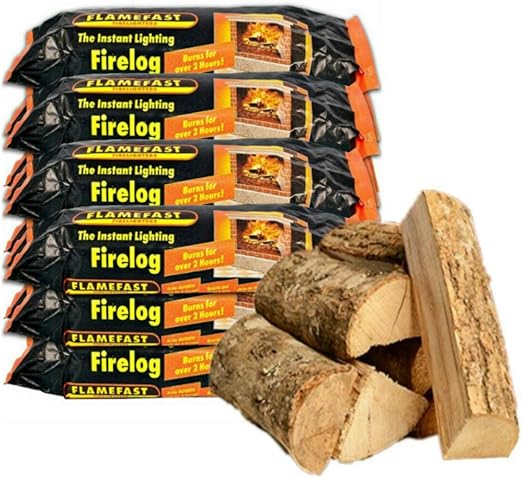 Abaseen leña de Fuego instantánea, sin Humo, Caja de 12 Troncos: Amazon.es: Jardín
