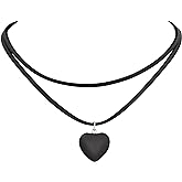 Sacina Layered Black Heart Choker Necklace, Heart Necklace for Women, Black Choker, Gothic Necklace, Y2k Necklaces, Valentine Gift, Christmas Jewelry Gift For Women