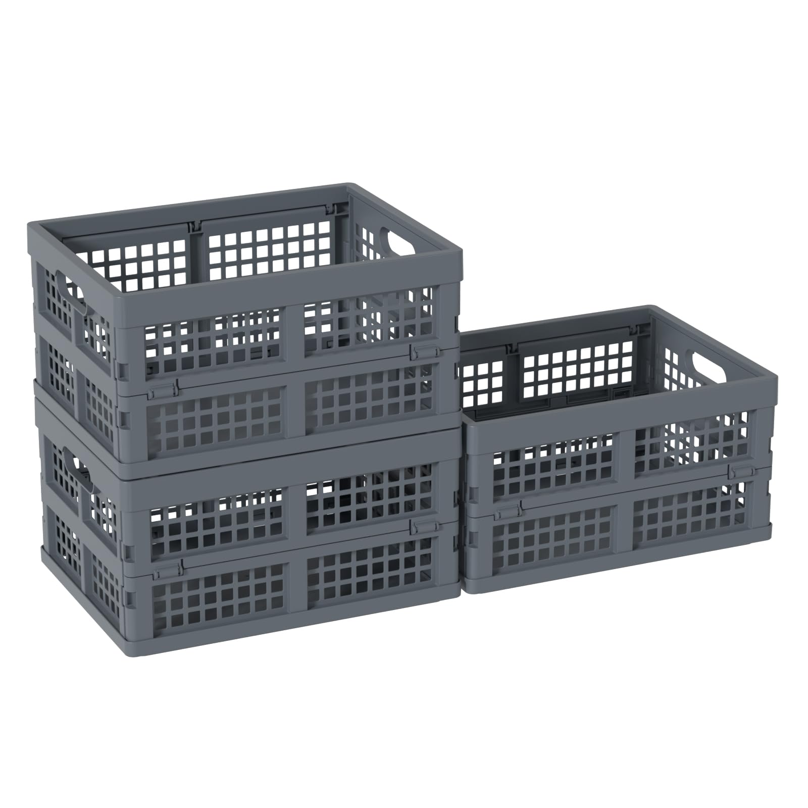 Ordate 16 L Plastic Folding Storage Crate, Collapsible Plastic Crates, 3 Packs