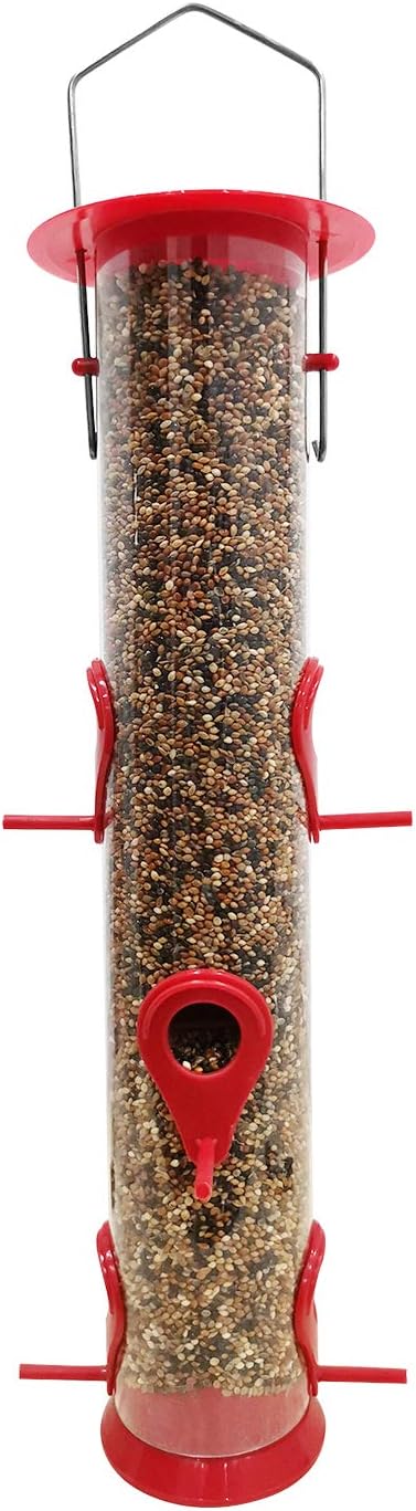 Urban Deco Bird Feeder Hanging Classic Tube Hanging Feeders with 6 Port Bird Feeders Premium Hard Plastic with Steel Hanger Weatherproof Great for Attracting Birds Outdoors Garden Backyard 1 Pack - Image 3