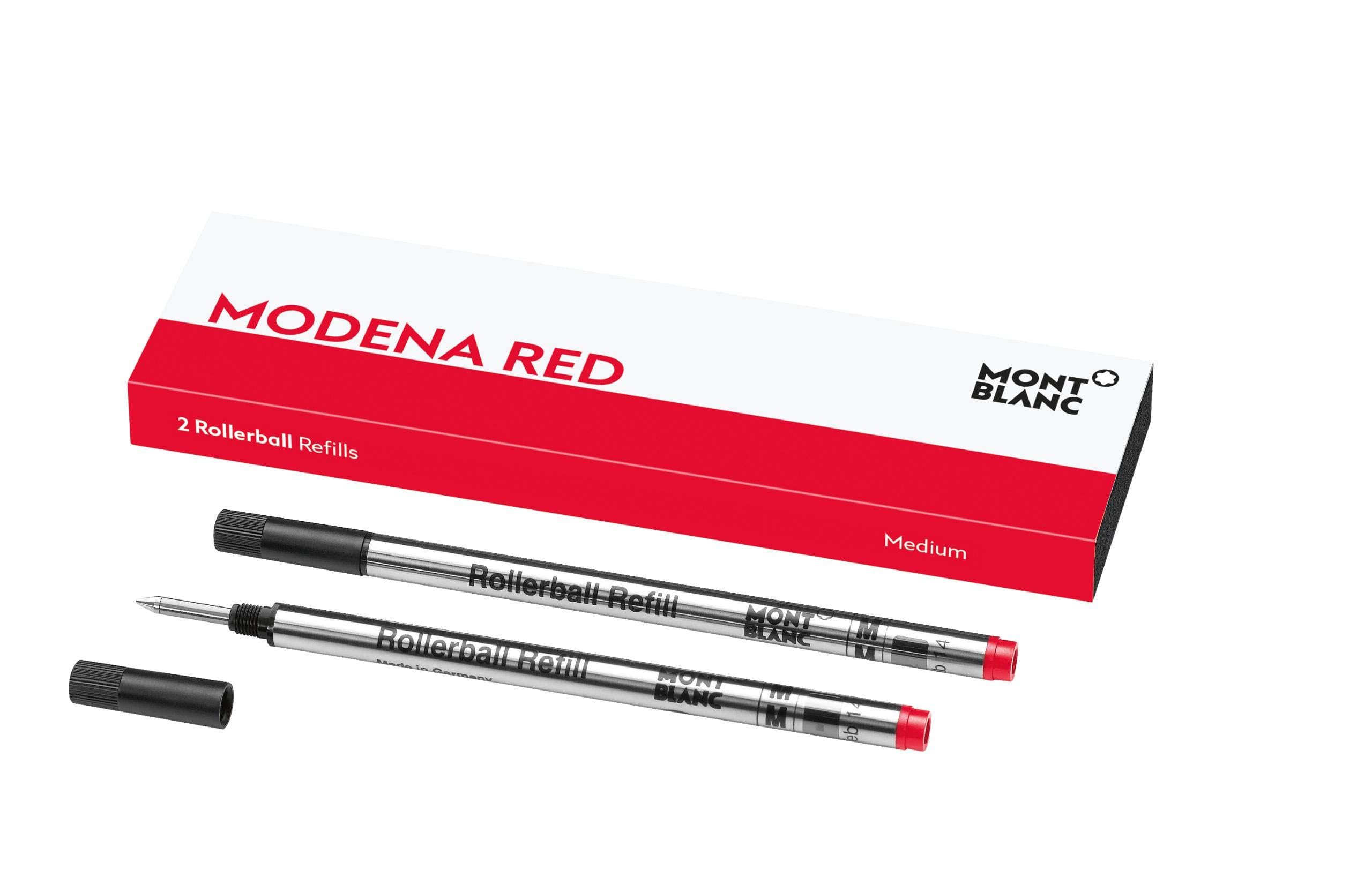 Montblanc Rollerball Refills (M) Nightfire Red 124517/ Refill Cartridge with a Medium Nib for Rollerball Pens – 2 x Red Pen Refills