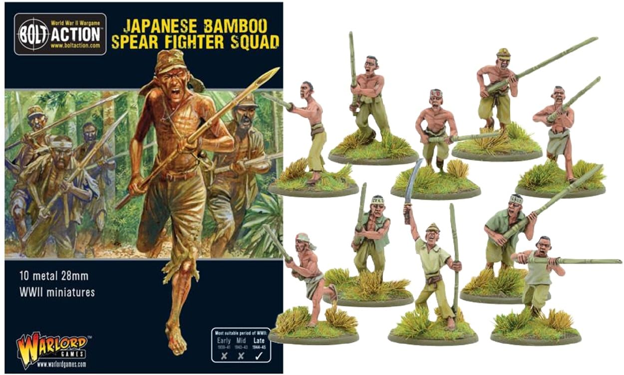 Warlord Games Japanese Army Bamboo Spear Fighter Squad - 28mm Scale Metal Miniatures for Bolt Action Highly Detailed World War 2 Miniatures