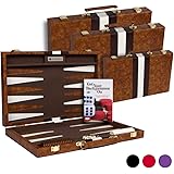 Get The Games Out Top Backgammon Set - Small 11" Travel Size Classic Board Game Case - Best Strategy & Tip Guide (Brown, Smal