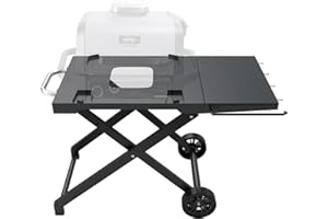 BMMXBI Grill Stand for Ninja Outdoor Woodfire OG700 Series OG701 OG751 Grill, Folding Outdoor Grill Cart for Ninja XSKSTAND, Portable Grill Table for Ninja Woodfire Grill Stand with Side Table