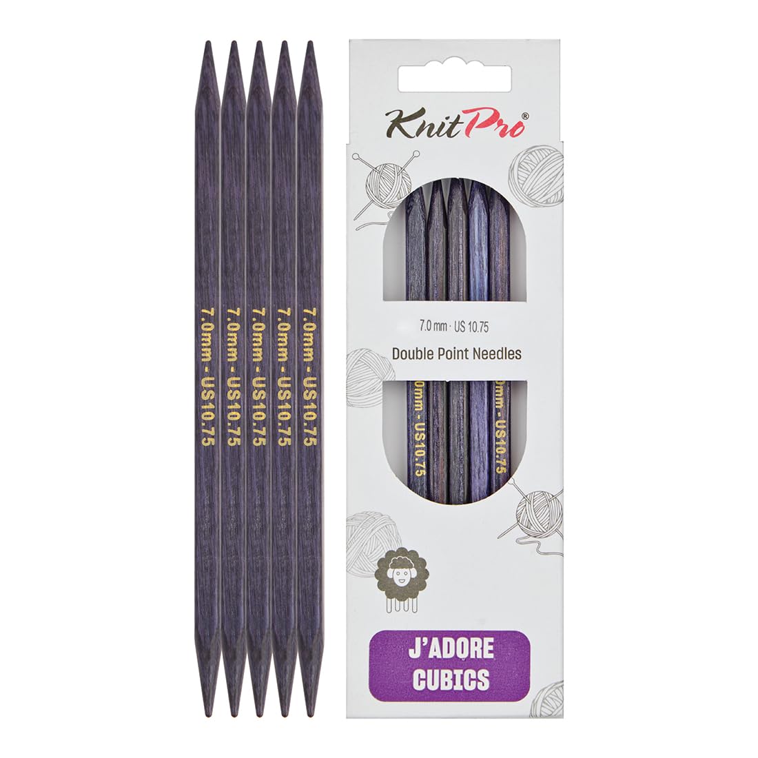 KnitPro J’Adore Cubics Double Pointed Needles 8" (20cm) | 7.00mm