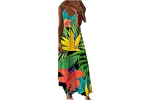 anuyalue Fashion Dresses for Women 2023 Colorful Print Summer Dress Deep V Neck Sleeveless Sundresses Sexy Casual Sling Dress