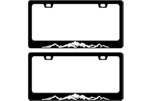 RTINRAN 2pcs Mountains License Plate Frame Funny Mountain License Plate Frames Beautiful Scene Auto Accessory Bracket Stainless Steel License Plate Cover with Screws for Women Men 6x12 Inch