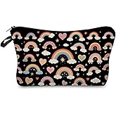 Livel lhood Rainbow Makeup Bag Cute Small Makeup Organizer Bag Travel Toiletry Zipper Pouch Cloud Rainbow Cosmetic Bag Gift for Women Girls