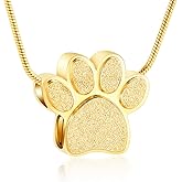Paw Print Urn Necklace for Ashes Pet Paw Cremation Jewelry Ashes Necklace Keepsake Memorial Jewelry for Pet/Dog's/Cat's Ashes Pendant Gifts for Men/Women