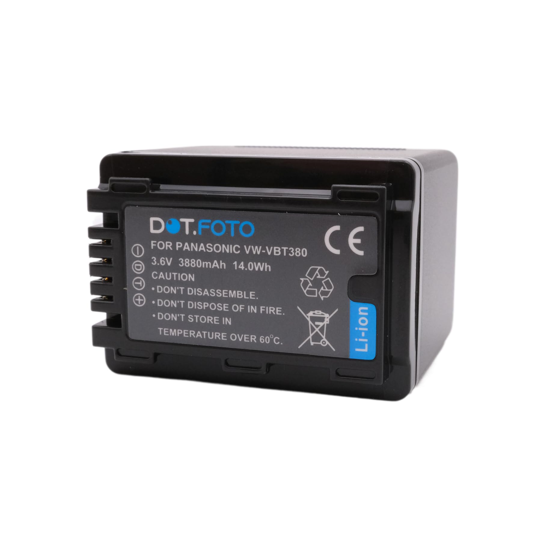 Dot.Foto VW-VBT380 Premium 3.6v / 3880mAh Rechargeable Battery for Panasonic HC-V110, HC-V130, HC-V160, HC-V180, HC-V201, HC-V250,HC-V260,V720 V750 V770 V777 VX870 VX980 VX989