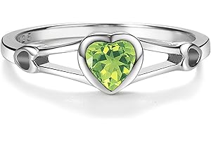 Precious Pieces 925 Sterling Silver Simulated CZ Birthstone Heart Ring for Baby, Girl or Pinky