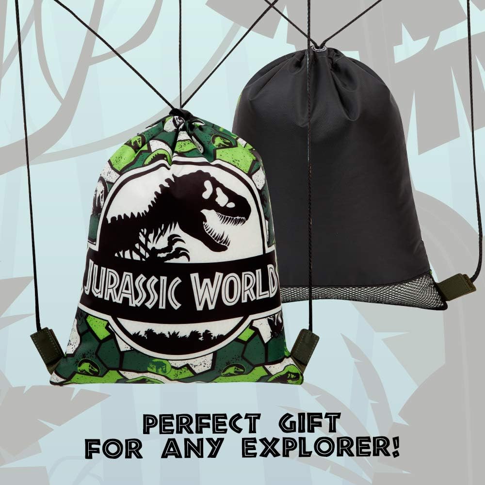 Jurassic World Drawstring Bag, Boys String Bag for School Gym, Travel, Swimming, Kids Dinosaur Gifts, Green Camo - Image 4